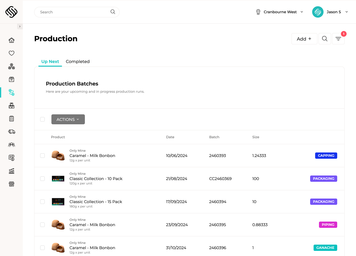 Production management software for food and beverage manufacturers