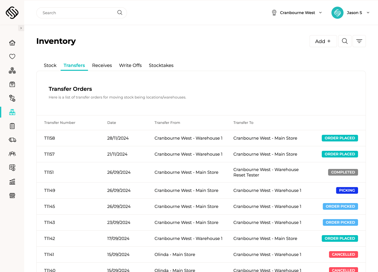 Multi-warehouse management software